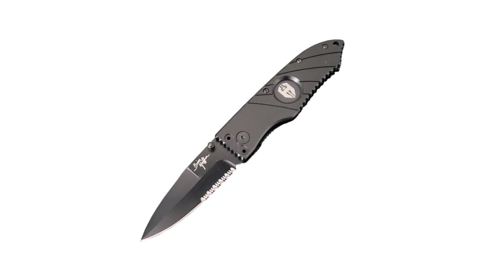 Hoffner Knives 2.8in Snap Folding Knife, 6.8in, Combo Edge, Black Handle, Black Finish, FK-S2CBK-FB