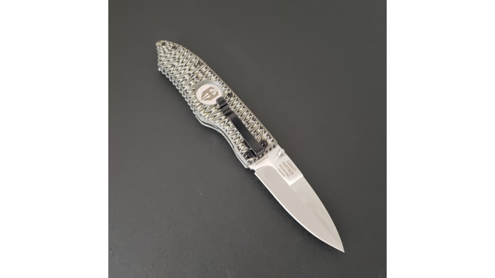 Hoffner Knives 2.8in Snap Folding Knife, 6.8in, Smooth Edge, Dark Ops Handle, Silver Finish, FK-S2SBS-CDO
