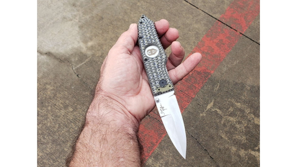 Hoffner Knives 2.8in Snap Folding Knife, 6.8in, Smooth Edge, Dark Ops Handle, Silver Finish, FK-S2SBS-CDO
