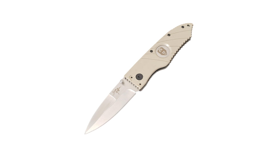 Hoffner Knives 2.8in Snap Folding Knife, 6.8in, Smooth Edge, Khaki Handle, Silver Finish, FK-S2SBS-FK
