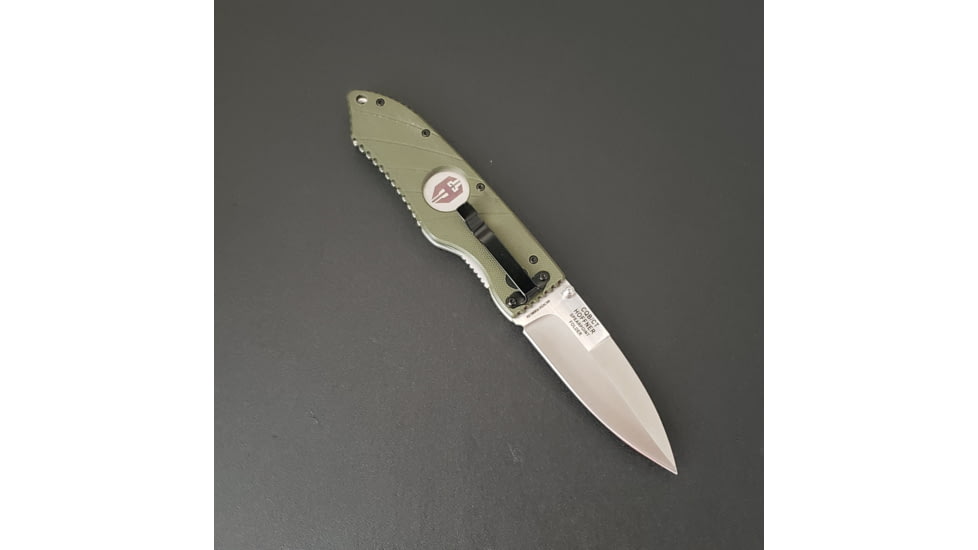 Hoffner Knives 2.8in Snap Folding Knife, 6.8in, Smooth Edge, Olive Handle, Silver Finish, FK-S2SBS-FO