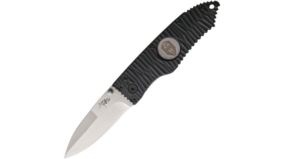 Hoffner Knives Chiseled Linerlock Black Folding Knife,3.5in,Stainless Steel,Standard Edge,Satin,Black,G10 Handle ATA29