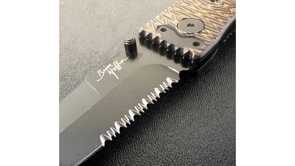 Hoffner Knives Folding Knife, 3.5in, 440c, Spear Point Blade, Chiseled Maduro Grip, Black Combo Blade, FK-S3CBK-CMA