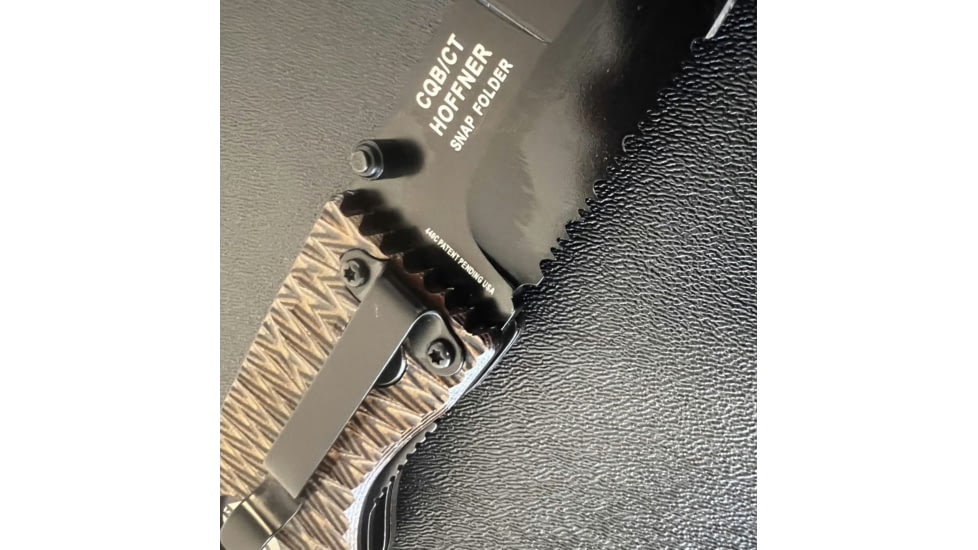 Hoffner Knives Folding Knife, 3.5in, 440c, Spear Point Blade, Chiseled Maduro Grip, Black Combo Blade, FK-S3CBK-CMA