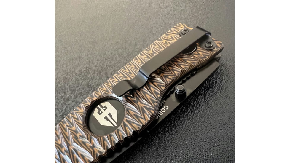 Hoffner Knives Folding Knife, 3.5in, 440c, Spear Point Blade, Chiseled Maduro Grip, Black Combo Blade, FK-S3CBK-CMA