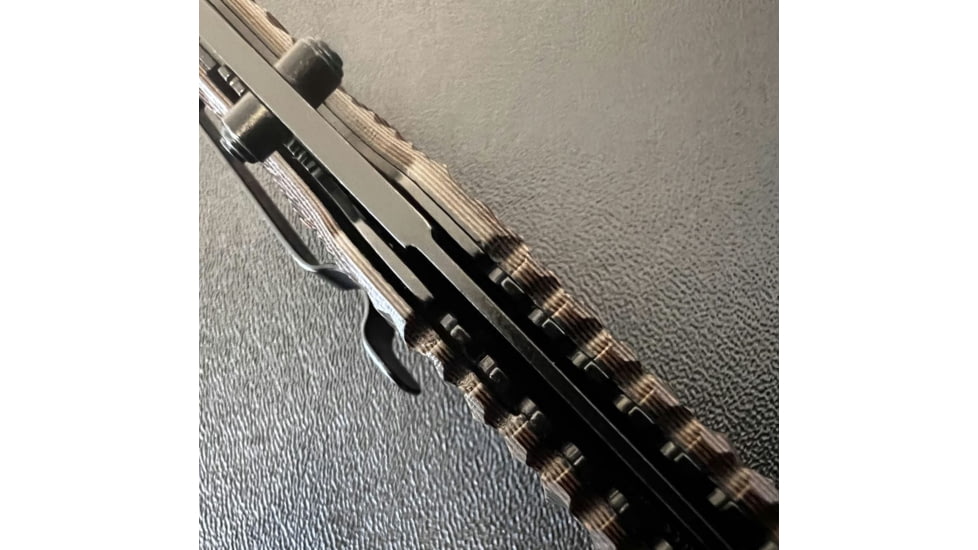 Hoffner Knives Folding Knife, 3.5in, 440c, Spear Point Blade, Chiseled Maduro Grip, Black Combo Blade, FK-S3CBK-CMA