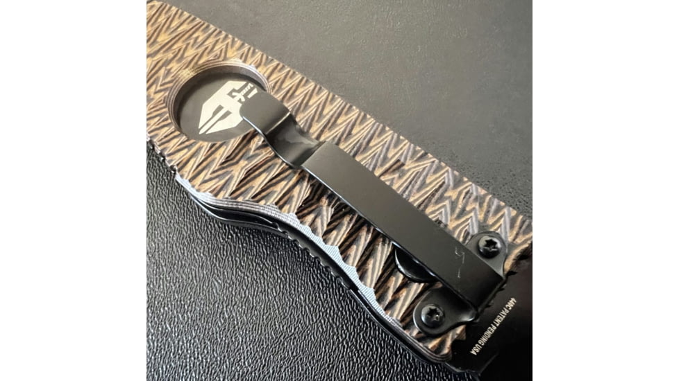 Hoffner Knives Folding Knife, 3.5in, 440c, Spear Point Blade, Chiseled Maduro Grip, Black Combo Blade, FK-S3CBK-CMA