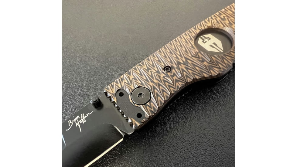 Hoffner Knives Folding Knife, 3.5in, 440c, Spear Point Blade, Chiseled Maduro Grip, Black Smooth Blade, FK-S3SBK-CMA