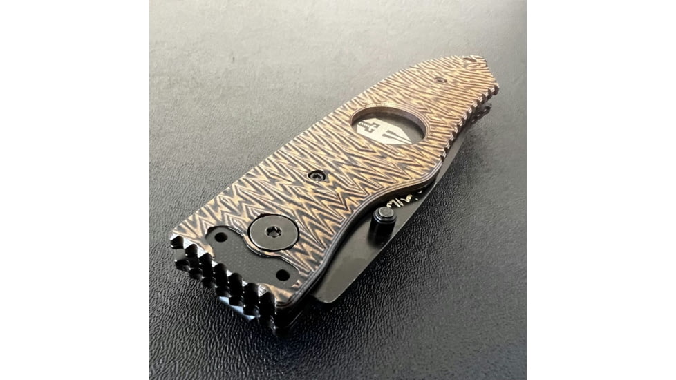 Hoffner Knives Folding Knife, 3.5in, 440c, Spear Point Blade, Chiseled Maduro Grip, Black Smooth Blade, FK-S3SBK-CMA