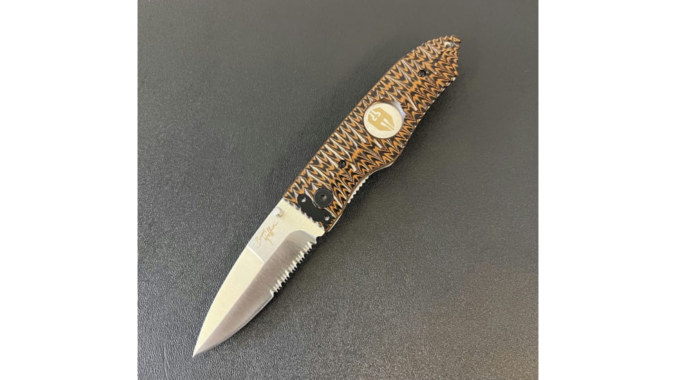 Hoffner Knives Folding Knife, 3.5in, 440c, Spear Point Blade, Chiseled Maduro Grip, Silver Combo Blade, FK-S3CBS-CMA