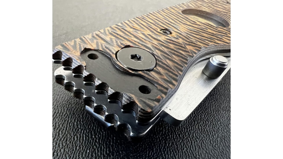 Hoffner Knives Folding Knife, 3.5in, 440c, Spear Point Blade, Chiseled Maduro Grip, Silver Combo Blade, FK-S3CBS-CMA