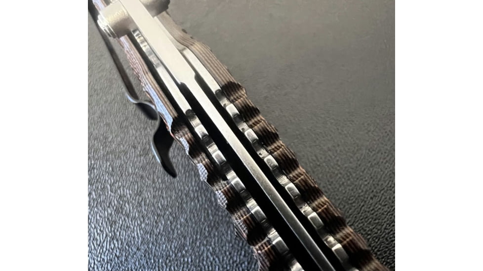 Hoffner Knives Folding Knife, 3.5in, 440c, Spear Point Blade, Chiseled Maduro Grip, Silver Combo Blade, FK-S3CBS-CMA