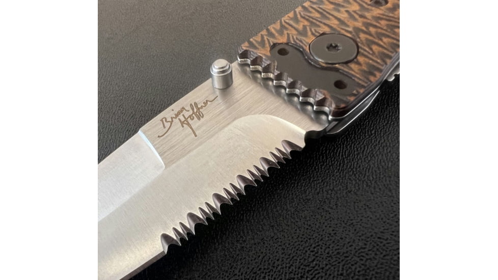 Hoffner Knives Folding Knife, 3.5in, 440c, Spear Point Blade, Chiseled Maduro Grip, Silver Combo Blade, FK-S3CBS-CMA