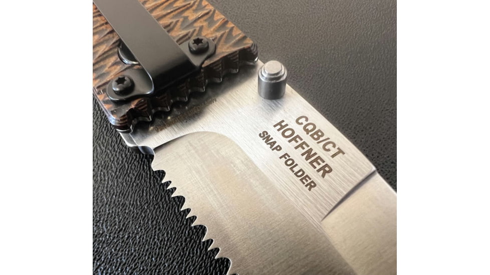 Hoffner Knives Folding Knife, 3.5in, 440c, Spear Point Blade, Chiseled Maduro Grip, Silver Combo Blade, FK-S3CBS-CMA