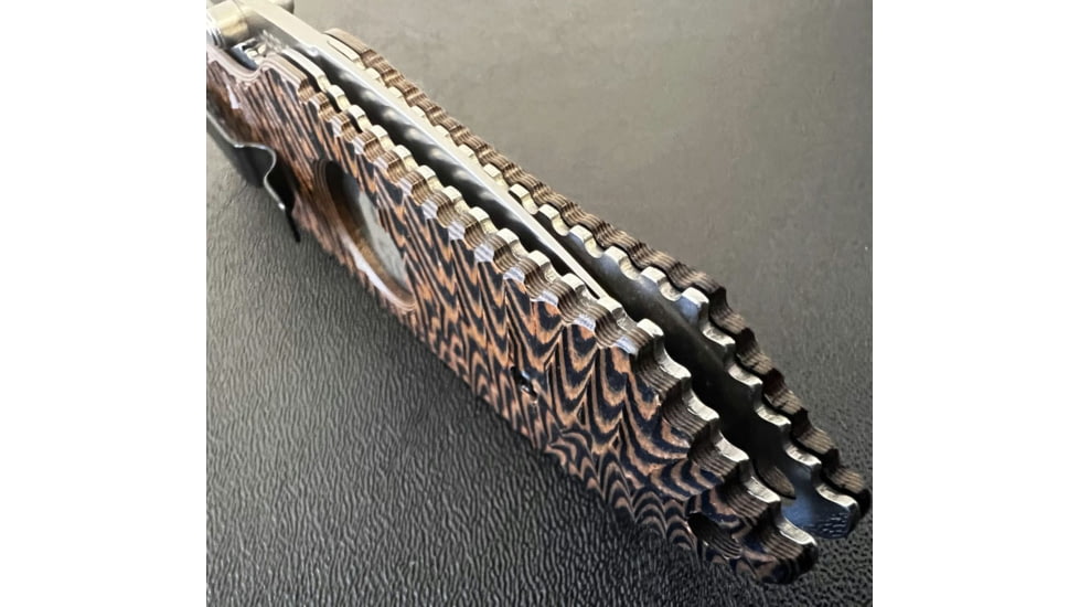 Hoffner Knives Folding Knife, 3.5in, 440c, Spear Point Blade, Chiseled Maduro Grip, Silver Combo Blade, FK-S3CBS-CMA