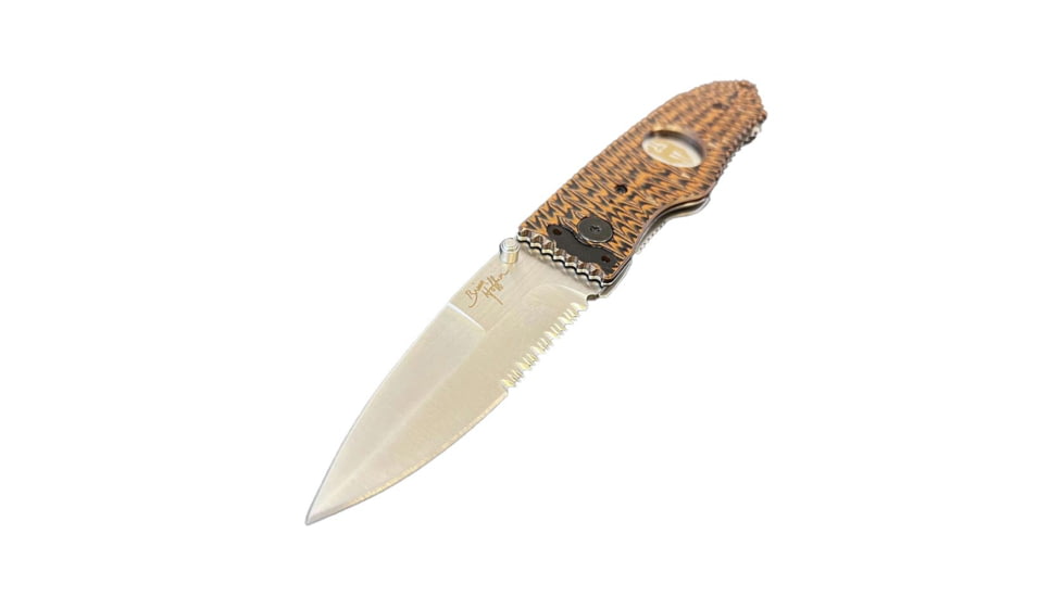 Hoffner Knives Folding Knife, 3.5in, 440c, Spear Point Blade, Chiseled Maduro Grip, Silver Combo Blade, FK-S3CBS-CMA