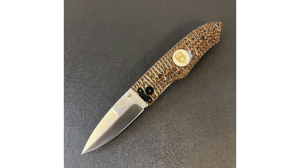 Hoffner Knives Folding Knife, 3.5in, 440c, Spear Point Blade, Chiseled Maduro Grip, Silver Smooth Blade, FK-S3SBS-CMA