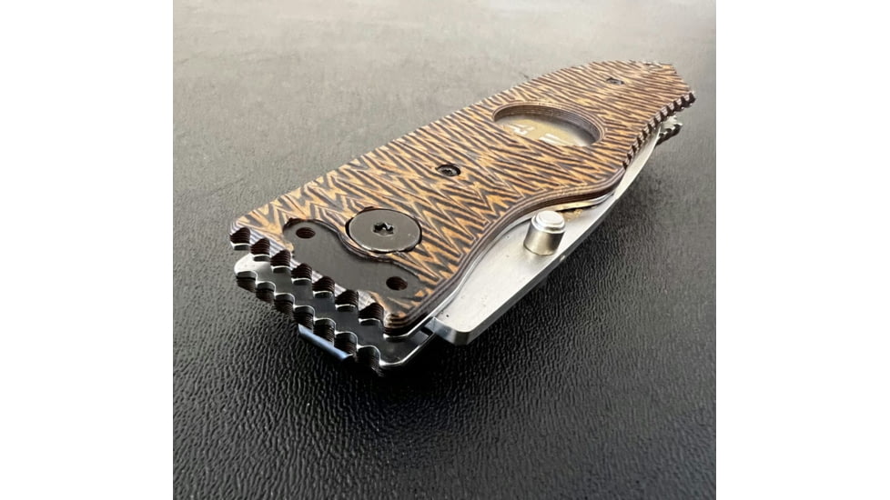 Hoffner Knives Folding Knife, 3.5in, 440c, Spear Point Blade, Chiseled Maduro Grip, Silver Smooth Blade, FK-S3SBS-CMA