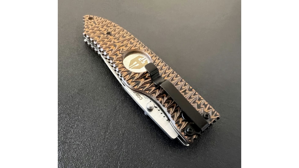 Hoffner Knives Folding Knife, 3.5in, 440c, Spear Point Blade, Chiseled Maduro Grip, Silver Smooth Blade, FK-S3SBS-CMA