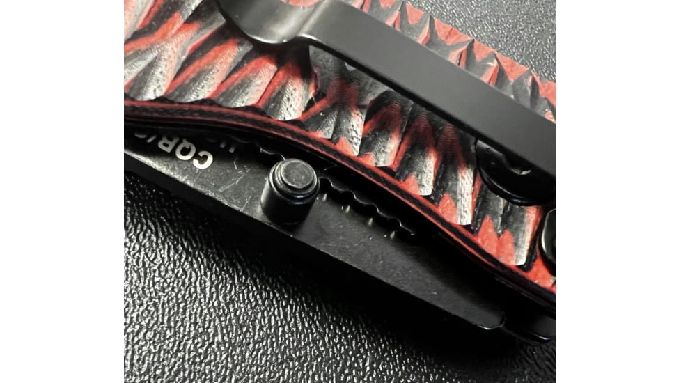 Hoffner Knives Folding Knife, 3.5in, 440c, Spear Point Blade, Chiseled Nightstalker Grip, Black Combo Blade, FK-S3CBK-CRB