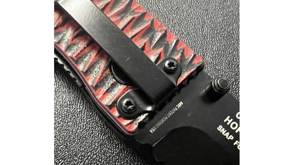 Hoffner Knives Folding Knife, 3.5in, 440c, Spear Point Blade, Chiseled Nightstalker Grip, Black Combo Blade, FK-S3CBK-CRB