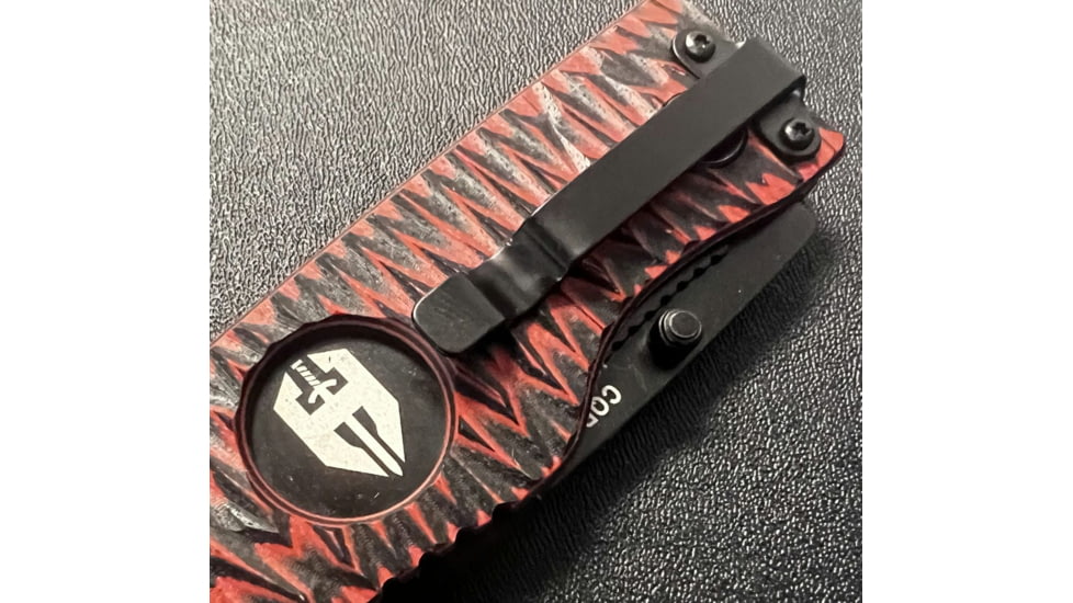 Hoffner Knives Folding Knife, 3.5in, 440c, Spear Point Blade, Chiseled Nightstalker Grip, Black Combo Blade, FK-S3CBK-CRB