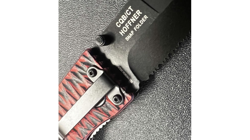 Hoffner Knives Folding Knife, 3.5in, 440c, Spear Point Blade, Chiseled Nightstalker Grip, Black Combo Blade, FK-S3CBK-CRB