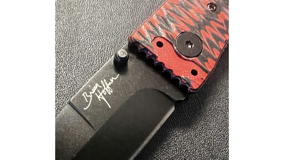 Hoffner Knives Folding Knife, 3.5in, 440c, Spear Point Blade, Chiseled Nightstalker Grip, Black Smooth Blade, FK-S3SBK-CRB