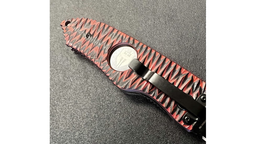 Hoffner Knives Folding Knife, 3.5in, 440c, Spear Point Blade, Chiseled Nightstalker Grip, Black Smooth Blade, FK-S3SBK-CRB