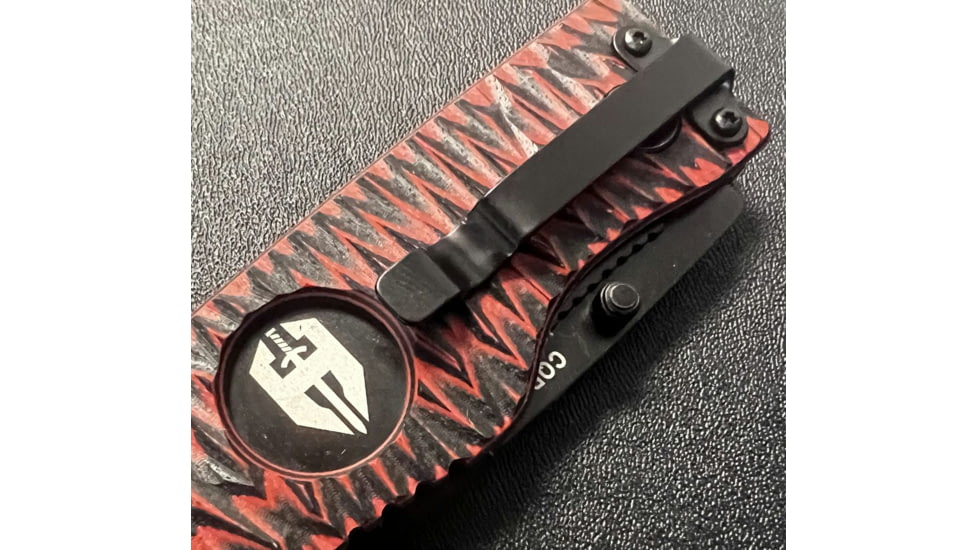 Hoffner Knives Folding Knife, 3.5in, 440c, Spear Point Blade, Chiseled Nightstalker Grip, Black Smooth Blade, FK-S3SBK-CRB