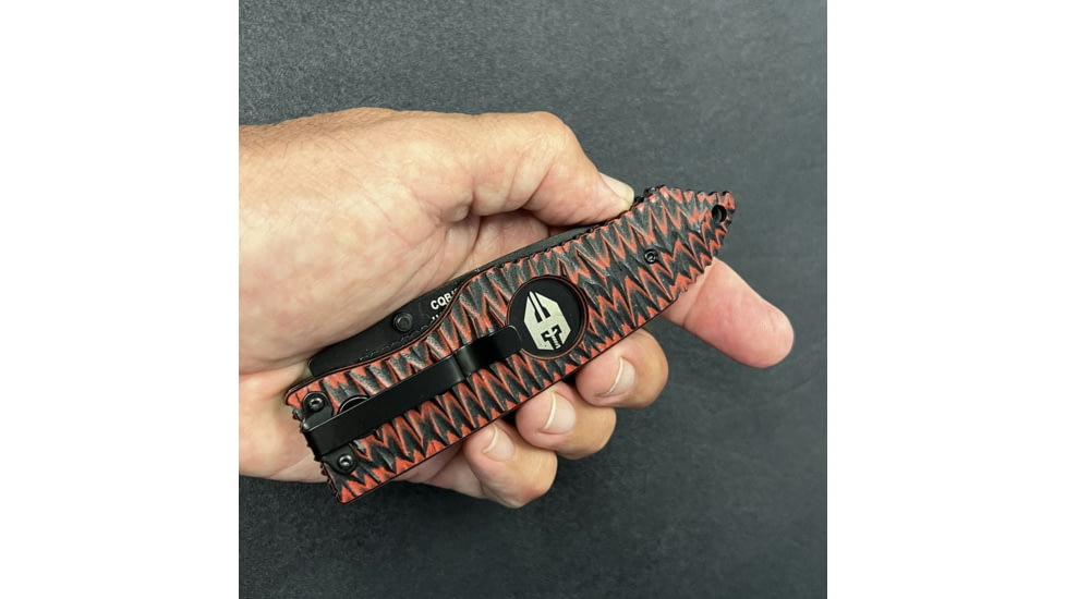 Hoffner Knives Folding Knife, 3.5in, 440c, Spear Point Blade, Chiseled Nightstalker Grip, Black Smooth Blade, FK-S3SBK-CRB