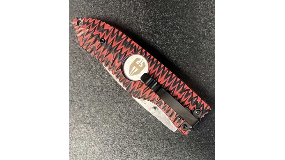 Hoffner Knives Folding Knife, 3.5in, 440c, Spear Point Blade, Chiseled Nightstalker Grip, Silver Combo Blade, FK-S3CBS-CRB