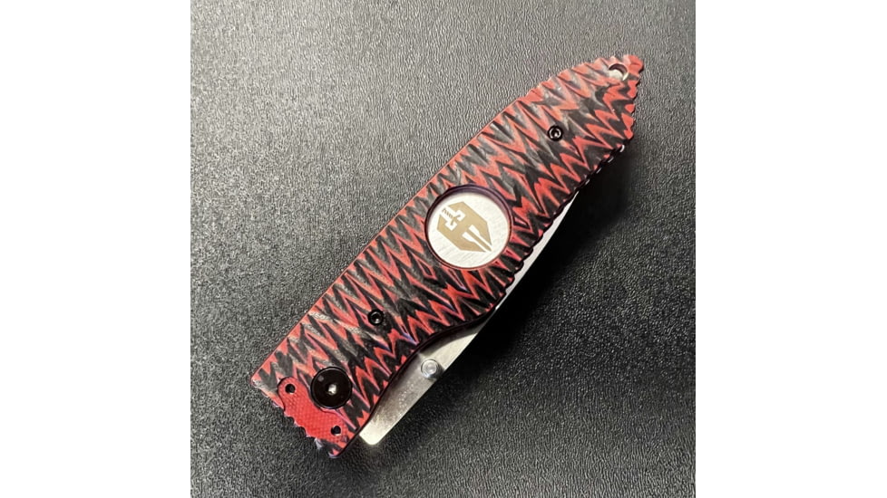 Hoffner Knives Folding Knife, 3.5in, 440c, Spear Point Blade, Chiseled Nightstalker Grip, Silver Smooth Blade, FK-S3SBS-CRB