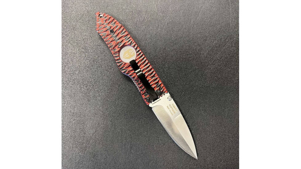 Hoffner Knives Folding Knife, 3.5in, 440c, Spear Point Blade, Chiseled Nightstalker Grip, Silver Smooth Blade, FK-S3SBS-CRB