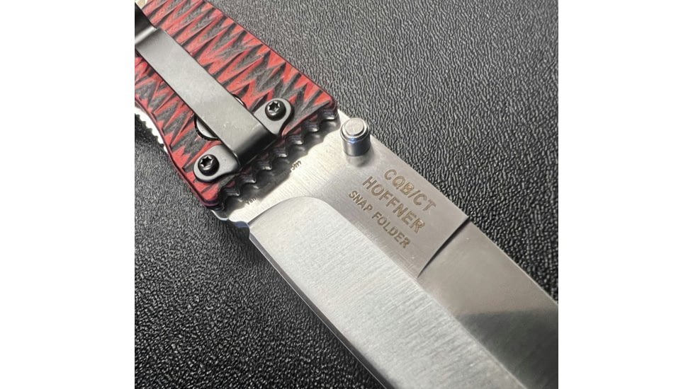 Hoffner Knives Folding Knife, 3.5in, 440c, Spear Point Blade, Chiseled Nightstalker Grip, Silver Smooth Blade, FK-S3SBS-CRB