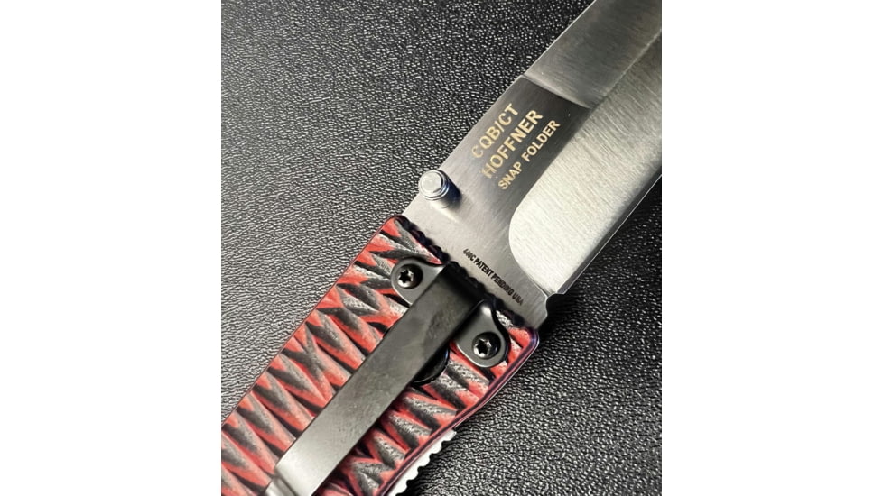 Hoffner Knives Folding Knife, 3.5in, 440c, Spear Point Blade, Chiseled Nightstalker Grip, Silver Smooth Blade, FK-S3SBS-CRB