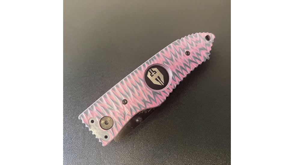 Hoffner Knives Folding Knife, 3.5in, 440c, Spear Point Blade, Chiseled Valkyrie Grip, Black Smooth Blade, FK-S3SBK-CPG