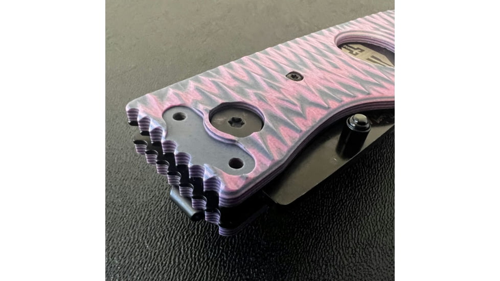 Hoffner Knives Folding Knife, 3.5in, 440c, Spear Point Blade, Chiseled Valkyrie Grip, Black Smooth Blade, FK-S3SBK-CPG