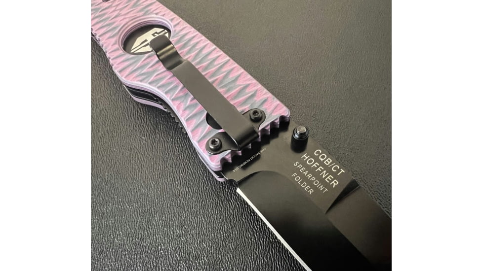 Hoffner Knives Folding Knife, 3.5in, 440c, Spear Point Blade, Chiseled Valkyrie Grip, Black Smooth Blade, FK-S3SBK-CPG