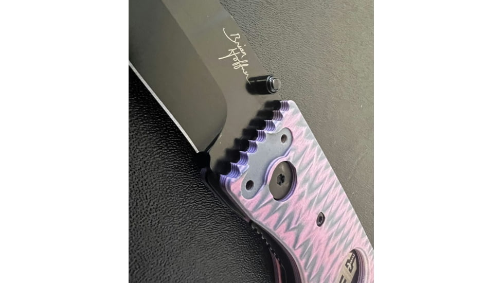 Hoffner Knives Folding Knife, 3.5in, 440c, Spear Point Blade, Chiseled Valkyrie Grip, Black Smooth Blade, FK-S3SBK-CPG