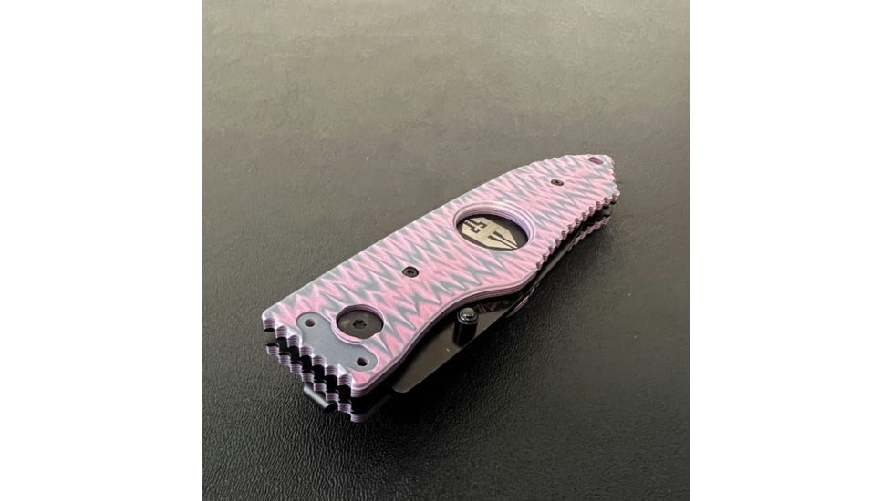 Hoffner Knives Folding Knife, 3.5in, 440c, Spear Point Blade, Chiseled Valkyrie Grip, Black Smooth Blade, FK-S3SBK-CPG