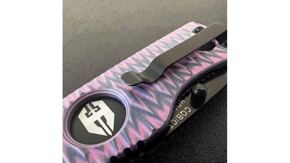 Hoffner Knives Folding Knife, 3.5in, 440c, Spear Point Blade, Chiseled Valkyrie Grip, Black Smooth Blade, FK-S3SBK-CPG