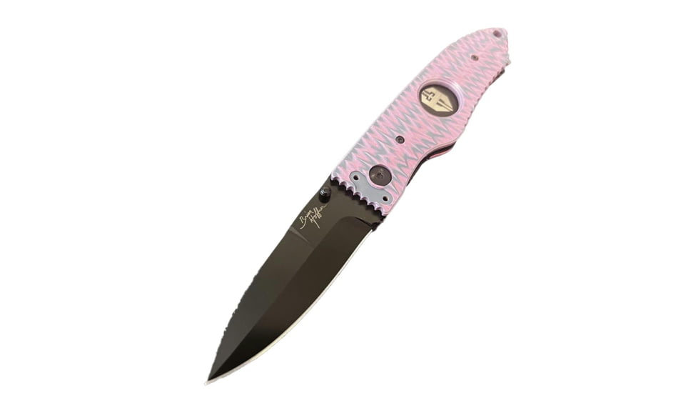 Hoffner Knives Folding Knife, 3.5in, 440c, Spear Point Blade, Chiseled Valkyrie Grip, Black Smooth Blade, FK-S3SBK-CPG
