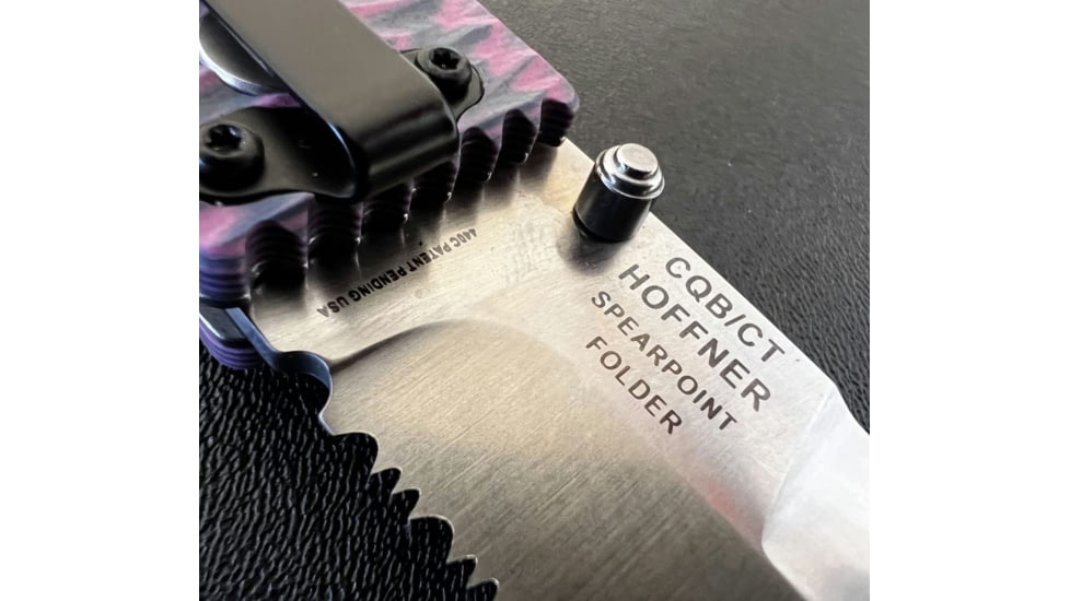 Hoffner Knives Folding Knife, 3.5in, 440c, Spear Point Blade, Chiseled Valkyrie Grip, Silver Combo Blade, FK-S3CBS-CPG