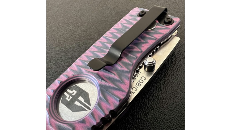 Hoffner Knives Folding Knife, 3.5in, 440c, Spear Point Blade, Chiseled Valkyrie Grip, Silver Combo Blade, FK-S3CBS-CPG