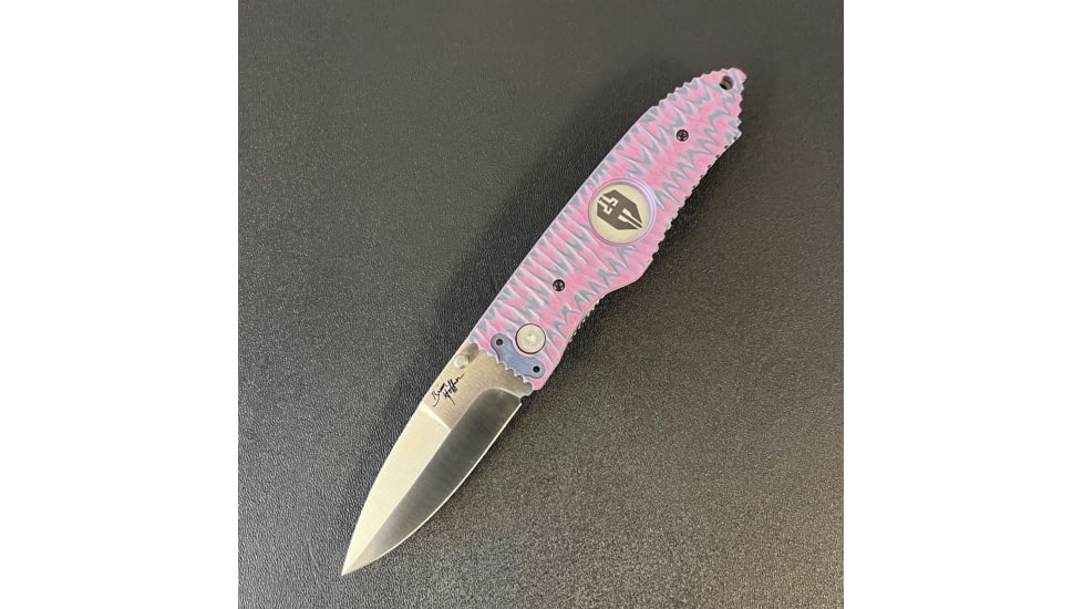 Hoffner Knives Folding Knife, 3.5in, 440c, Spear Point Blade, Chiseled Valkyrie Grip, Silver Smooth Blade, FK-S3SBS-CPG