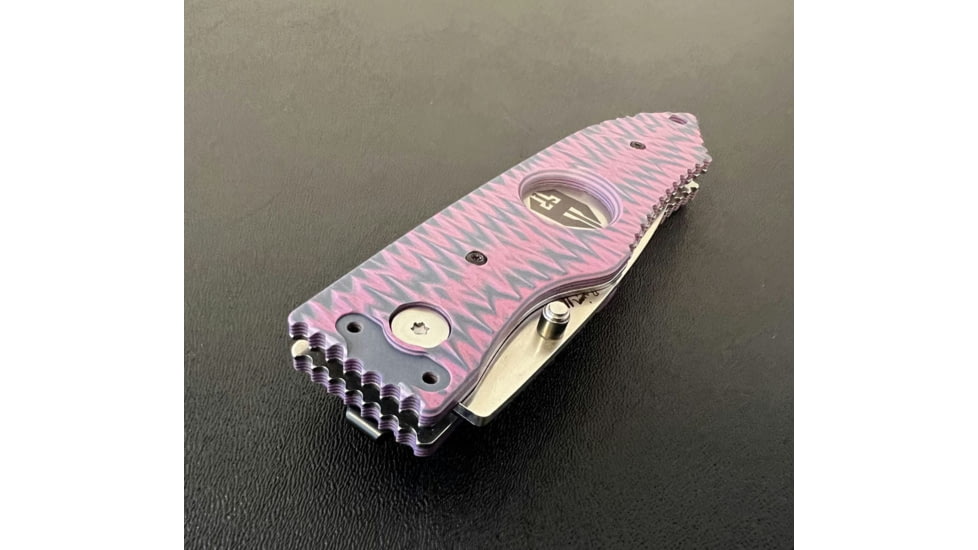 Hoffner Knives Folding Knife, 3.5in, 440c, Spear Point Blade, Chiseled Valkyrie Grip, Silver Smooth Blade, FK-S3SBS-CPG