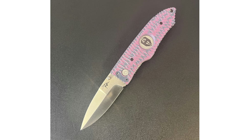 Hoffner Knives Folding Knife, 3.5in, 440c, Spear Point Blade, Chiseled Valkyrie Grip, Silver Smooth Blade, FK-S3SBS-CPG