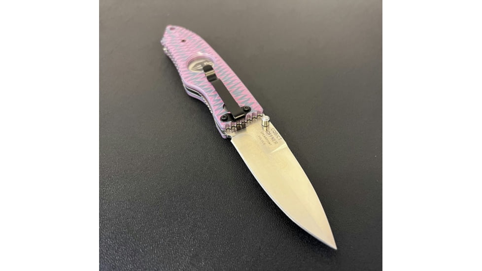 Hoffner Knives Folding Knife, 3.5in, 440c, Spear Point Blade, Chiseled Valkyrie Grip, Silver Smooth Blade, FK-S3SBS-CPG