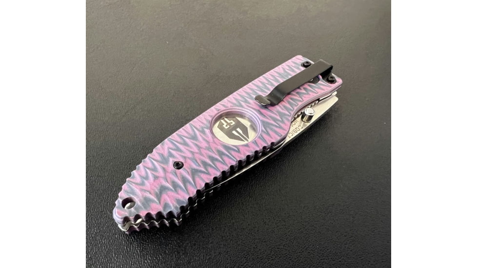 Hoffner Knives Folding Knife, 3.5in, 440c, Spear Point Blade, Chiseled Valkyrie Grip, Silver Smooth Blade, FK-S3SBS-CPG